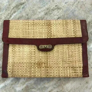 Vintage Etienne Aigner Straw Envelope Clutch